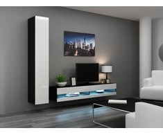 Cama TV staliukas VIGO NEW 30/180/40 (spalva: juoda/blizgi balta)