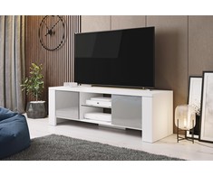 Cama Meble Televizoriaus Stovas - Cama West 42" Baltas/Pilkas Blizgus