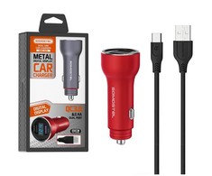 Somostel 30W 2x USB raudona + kabelis Typ-C