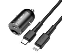Įkroviklis automobilinis Baseus Tiny Star Mini Quick Charge Type-C to lightning 18W su 1m laidu pilkos spalvos TZVCHX-0G