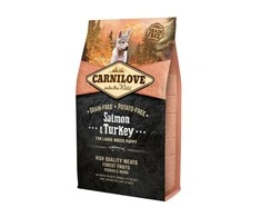 Carni Love Šunų Maistas - Carni Love Lašiša ir Kalakutas Kūdikiams Dideliems Veislėms 4kg, 38% Baltymų, 16% Riebalų