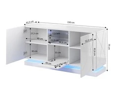 Cama Meble Komoda - QIU 2D1K 150x41,5x75 Juoda