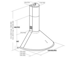 Gartraukis Chimney Hood Akpo WK-4 Dandys GOLD 50 cm 450 m3/h, Juodas