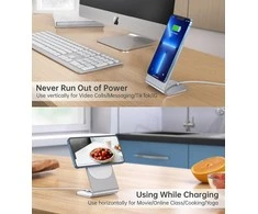 Belaidis įkroviklis CHOETECH, 15W, magnetinis, pilkas su stovu