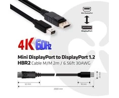 CLUB 3D CAC-2163 Mini DisplayPort į DisplayPort 1,2 M/M 2 m 4K60Hz