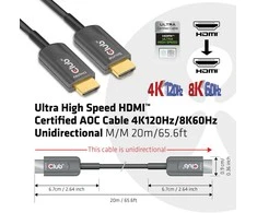 CLUB 3D itin didelės spartos HDMI™ sertifikuotas AOC kabelis 4K120Hz/8K60Hz vienkryptis M/M 20m/65,6ft