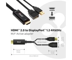 Club 3D CLUB3D HDMI 2.0 Į DISPLAYPORT 1.2 4K60HZ HDR M/F ACTIVE ADAPTER Juodas