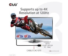 Club 3D CLUB3D itin didelės spartos HDMI™ sertifikuotas kabelis 4K120Hz 8K60Hz 48Gbps M/M 5m/16.4ft