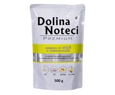 Visavertis konservuotas pašaras visų veislių suaugusiems šunims Dolina Noteci PREMIUM su žąsiena ir bulvėmis 500g