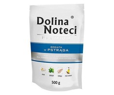 Visavertis konservuotas pašaras visų veislių suaugusiems šunims Dolina Noteci PREMIUM su upėtakiu 500g