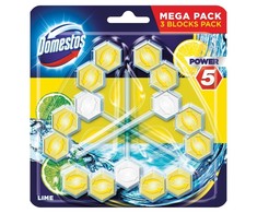 WC valiklis - gaiviklis DOMESTOS TRIO POWER 5 LIME, 3x55 g