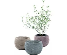 Rinkinys doniczek KETER Cozies Trio 230393 (151mm x 107mm x 151 mm; spalva violetinė)