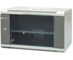 EMITERNET Atskira pakabinama spintelė 19" 6U, skardos/stiklo durys, 600×450×370mm plotis/gylis/aukštis EM/AP6406