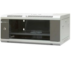 EMITERNET Vienos sienos pakabinama spintelė 19'' 4U, skardos/stiklo durys, 600×450×280mm plotis/gylis/aukštis. EM/AP6404