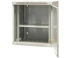 EMITERNET Vienguba sieninė spintelė 19'' 12U, pilnos skardos durys, 600×450×635mm plotis/gylis/aukštis. EM/AP6412-B