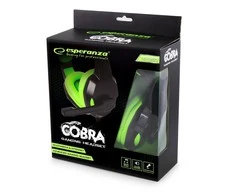Žaidimų ausinės Esperanza Cobra EGH350G, 2x 3.5mm, Juoda-žalia