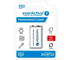 everActive Lithium USB-C įkraunamas 9V 550mAh akumuliatorius