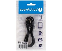 everActive kabelis USB Lightning 1m - Juodas, pintas, greitas įkrovimas, 2,4A - CBB-1IB