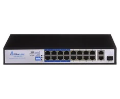 Šakotuvas EXTRALINK EX.16101 VIRTUS V3 Switch PoE 16x 100Mb/s PoE/PoE+ 2x Gigabit RJ45 + 1x SFP PoE Budget 150W