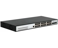 Šakotuvas „Extralink Chiron PRO“ valdomas L3 jungiklis 24xRJ45 GbE PoE/PoE+ 370 W, 4x SFP+, 19 colių stovas