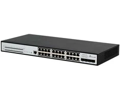 Šakotuvas „Extralink Chiron PRO“ valdomas L3 jungiklis 24xRJ45 GbE PoE/PoE+ 370 W, 4x SFP+, 19 colių stovas