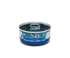Kačių Maistas - FARMINA N&amp;D Ocean Kačiukams Tunų, Menkių, Krevečių ir Moliūgų 70g