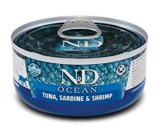 Drėgnas Kačių Maistas - Farmina N&amp;D Ocean Tunų, Sardinių Ir Krevečių 70g