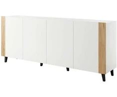 Cama Meble Baldų Komoda - Faro 200x42x82, Balta Matinė + Ąžuolas Craft