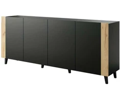 Cama Meble Baldai - Faro Komoda 200x42x82 Matinė Juoda Ir Ąžuolo Medžiaga