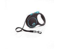 Flexi Black Design S pavadėlis šunims iki 15kg juostinis 5m mėlynos spalvos
