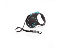 Flexi Black Design S pavadėlis šunims iki 15kg juostinis 5m mėlynos spalvos