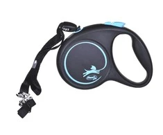 Trixie Flexi Juodas Design M pavadėlis šunims iki 20kg virvinis 5m mėlynos spalvos