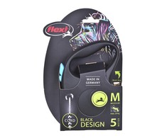 Trixie Flexi Juodas Design M pavadėlis šunims iki 20kg virvinis 5m mėlynos spalvos