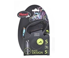 Flexi Black Design S pavadėlis šunims iki 12kg virvinis 5m mėlynos spalvos