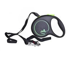 Flexi Black Design S pavadėlis šunims iki 12kg virvinis 5m žalios spalvos