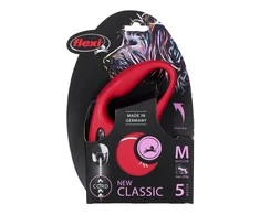 Flexi New Classic M pavadėlis šunims iki 20kg virvinis 5m raudonos spalvos