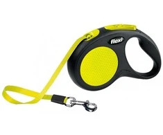 Flexi New Neon S pavadėlis šunims iki 15kg juostinis 5m geltonos spalvos