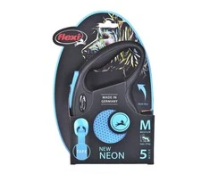 Flexi New Neon M pavadėlis šunims iki 25kg juostinis 5m mėlynos spalvos