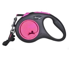 Flexi New Neon M pavadėlis šunims iki 25kg juostinis 5m rožinės spalvos