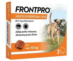 FRONTPRO tabletės nuo blusų ir erkių šunims (>4-10 kg) - 3x 28,3mg
