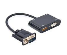 GEMBIRD VGA to HDMI + VGA adapter cable 0.15m juodas
