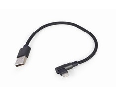 GEMBIRD CC-USB2-AMLML-0.2M kampinis 8 kontaktų USB įkrovimo-duomenų kabelis 0.2 m juodas