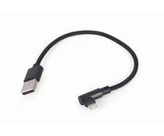GEMBIRD CC-USB2-AMLML-0.2M kampinis 8 kontaktų USB įkrovimo-duomenų kabelis 0.2 m juodas