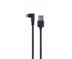 GEMBIRD CC-USB2-AMLML-0.2M kampinis 8 kontaktų USB įkrovimo-duomenų kabelis 0.2 m juodas