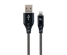 GEMBIRD CC-USB2B-AMCM-1M-BW Premium medvilninis pintas Type-C USB įkrovimo ir duomenų laidas 1m juodas/baltas