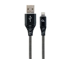 GEMBIRD CC-USB2B-AMCM-1M-BW Premium medvilninis pintas Type-C USB įkrovimo ir duomenų laidas 1m juodas/baltas