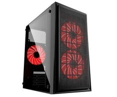 GEMBIRD CCC-FORNAX-950R Žaidimų dizaino PC dėklas 3 x 12 cm ventiliatoriai raudona