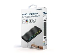 GEMBIRD EE2280-U3C-03 USB 3.1 korpusas M.2 NVMe diskams su foniniu apšvietimu aliuminio
