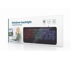 GEMBIRD KB-UML-03 Slim Rainbow apšvietimas multimedija klaviatūra juodas US išdėstymas