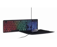 Gembird | 3-in-1 Backlight Desktop Set | KBS-UML-01 | Klaviatūra, Pelė and Pad Set | su laidu | su pele | US | Juodas
